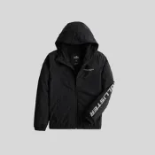 Hollister 海鷗 熱銷鋪棉保暖防風防潑水連帽風衣外套-黑色