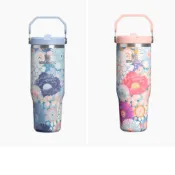 (店+)【STANLEY】STANLEY IceFlow Flip Straw 2.0 玻璃杯野花限量系列 591ml 20o