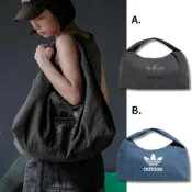 (店+)【adidas 愛迪達】Adidas Originals 大容量 水洗雲朵包 手提包 肩背包  單寧/黑灰 IX7693 IX7694