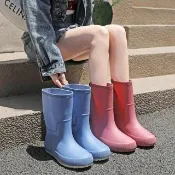 【KT DADA】防滑輕便 女生雨靴 靴子 鞋子 中筒膠鞋 夏天透氣 百搭 舒適 雨鞋 雨靴 中筒雨 