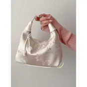(店+)梵花 國風絲綢刺繡旗袍包包女夏日斜背餃子包古風新中式手提包