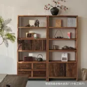 臻選時刻 【侘寂風實木】博古架 展示櫃 書架 置物架 收納櫃 多寶閣 茶杯架 風化木 茶室收納 客廳玄關裝飾 日式禪風 開放式層架 手工仿舊