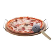 義大利《EXCELSA》披薩刀+12吋石板披薩烤盤 Pizza 比薩 圓形烤盤