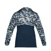 UNDER ARMOUR UA 男 WIND ANORAK 半開襟連帽長袖上衣 運動長袖 運動休閒 藍色 迷彩 個性穿搭
