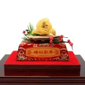 【生活金藝】黃金壽桃擺件 蟠桃獻壽(金重足0.85錢)