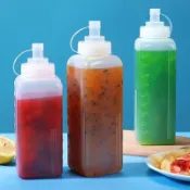 塑料擠醬瓶食品級果醬瓶大口徑擠壓瓶冰粉擺攤瓶醬料瓶奶茶店商用