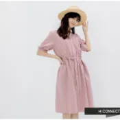 【H:CONNECT】韓國品牌 女裝 -精選純棉排扣襯衫洋裝-粉色