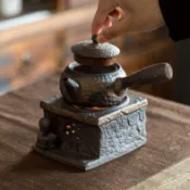 【免運實拍】日式粗陶焙茶烤茶器炒茶溫茶器加熱茶葉燒烘茶爐蠟燭底座提香器