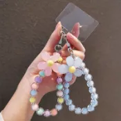 手機 包包 掛件 DIY自製 串珠 防丟 馬卡龍 圓珠子手鏈 手環 掛繩 花朵 日韓 ins IG 不挑手機殼 悠遊卡