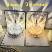 桃園出貨🍂3d立體生日賀卡音樂燈光定製祝福卡片蛋糕高級感男女朋友生日禮物
