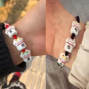 陶瓷手鍊 高顏值手鏈 閨蜜手飾 生日禮物 簡約手串 定製姓名陶瓷招財貓刻字紅黑手鍊情侶手鍊女手工編織寓意幸運平安【宜家良品百貨】