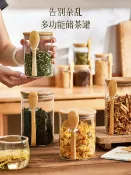 全球選品1館 生活百貨 茶葉罐玻璃密封罐儲存茶收納盒裝糖罐子放白的家用存花茶瓶帶勺