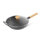 【Taste Plus】悅味元鐵 窒化鐵 無塗層 中式中華炒鍋 輕量化鐵鍋 32cm IH爐可用鍋(贈玻璃鍋蓋)