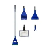 【Aqua Tools】五合一魚缸清潔組(清潔刷、撈網、除藻刮刀、砂鏟、水草鉗-長柄魚缸刷)
