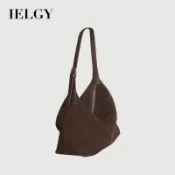 IELGY 手提麂皮磨砂托特包 秋冬高級感復古單肩腋下餃子包