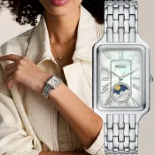 FOSSIL Raquel 日月相珍珠貝方形女錶-29mm ES5400