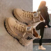 真皮馬丁靴女2026年新款冬季加絨加厚百搭棉鞋厚底增高短筒雪地靴 長靴 女靴 馬丁靴 防水靴 中筒靴 短靴時尚靴靴子