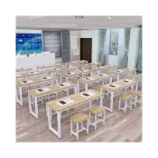 (店+)培訓桌廠家長條桌單雙人課桌椅中小學生補習班輔導培訓班書桌