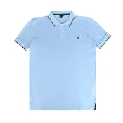 PAUL SMITH胸前LOGO刺繡布標設計有機棉袖polo衫(男款/白藍x深草綠)