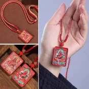 (店+)【LEESA】招財項鍊\項鍊\硃砂項鍊\新中式項鍊\黃財神\吊墜項鍊\本命年\唐卡項鍊\民族風項鍊\彩繪項鍊\