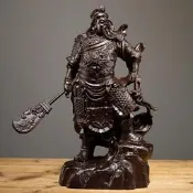 【樸緻精品】黑檀木雕關公 跨步關公 橫刀關公 關聖帝君 法像莊嚴（GA-4338）