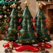 [家居] 4-1 件 3D 站立聖誕樹氣球 - 聖誕主題道具 - 充氣氣球 - 新年派對裝飾 - 節日背景裝飾 - 鋁箔