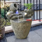 【廠商直銷 假山魚池 流水擺件 風水景觀】假山流水擺件循環水陽台招財噴泉風水輪庭院水景布置魚池裝飾造景