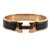 【康是美官方網購】Hermes 愛馬仕 H Clic 琺瑯細版手環(PM/黑金)_廠商直送