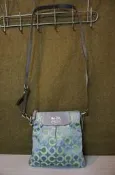 COACH 緹花布+皮革 斜背包 肩背包 ㊣二手特價☆包狀新☆真品↘賣場有CHANEL/LV/Cariter可參考