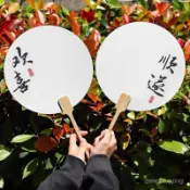 桃園出貨🚛漆扇diy材料包宣紙團扇空白扇子定製古風手繪漂漆紙扇子非遺漆扇 加厚宣紙團扇 扇子DIY 手工扇子 古風扇子