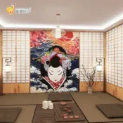 協貿國際日用品生活3館 日式主題房劇本殺墻紙復古仿真木門仕女壽司料理店居酒屋和風壁紙