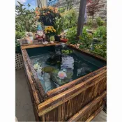 */防腐實木帆布防水布魚池錦鯉專用地缸箱戶外陽臺游泳移動造景花箱--綜合店