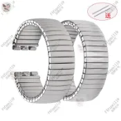 手錶帶 適用於swatch斯沃琪不銹鋼彈力手錶帶磨砂銀彈簧彈力錶帶17mm 45