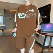  日係穿搭 男運動服 整套休閒服 男生休閒服運動服套裝男夏季短袖T恤籃球衣休閒短褲兩件套韓版潮流2024