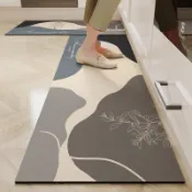 線描枝葉 可客製 吸水吸油 止滑 廚房地墊 矽藻土地墊 珪藻土軟地墊 軟式硅藻土地墊 腳踏墊 浴室 長地墊 地毯 防滑