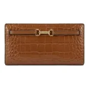 【Michael Kors】新款金屬LOGO獸紋皮革壓扣長夾35F5G2ZE3A(咖啡)