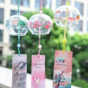台中出貨👌創意玻璃櫻花風鈴 臥室掛件鈴鐺女 日式和風少女心掛飾 門飾羽毛風鈴 櫻花風鈴  玻璃風鈴 臥室掛件 掛飾 門