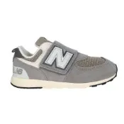 NEWBALANCE 男小童復古慢跑鞋-WIDE-574系列 魔鬼氈 寬楦 NW574SNV 灰米白