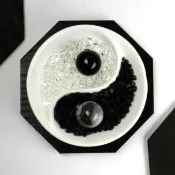 【開運工場】太極精瓷黑曜白水晶八卦聚寶盆組