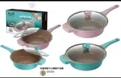 【家電王朝】瑪露塔 玫瑰深型不沾導磁平炒鍋30cm(粉/藍) 平底鍋 炒鍋 深型 炒鍋 平底鍋 平煎鍋