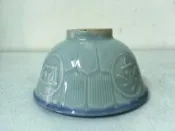 WH27303【四十八號老倉庫】全新 早期 台灣 藍釉 四季平安 古早碗 飯碗 米糕碗 碗粿碗 有瑕 1碗價