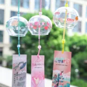 台灣出貨💗新款日式手作玻璃櫻花風鈴鈴鐺創意臥室掛件夏日和風掛飾門飾女生
