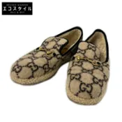 【DOKODEMO】Gucci 575850 GG 羊毛內襯馬銜扣樂福鞋，7 號 [二手]