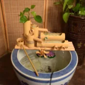 【永動循環增氧過濾】PVC仿竹子流水器 流水擺件 噴泉魚缸 石槽 水車竹筒 流水魚缸 魚缸過濾 流水噴泉 魚缸擺飾 擺飾