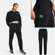 (店+)【UNDER ARMOUR】UA 女 運動棉長褲 棉褲 毛巾底 四季可穿 布料柔軟 褲頭有綁帶 可調節鬆緊 黑 1382735001