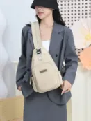 vinne百貨家居 女士尼龍斜背包側背包 2025新款雙肩背女時尚百搭胸包大容量設計尼龍布單肩女包小背包