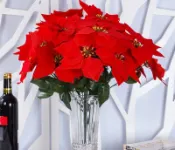 ◎花語人造花資材◎＊批發價絨布聖誕紅花束＊聖誕節布置~庭園中庭設計~櫥窗假花~盆栽