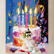 【附發票 免費設計】可加急 小紅書同款生日快樂儀式感裝飾場景佈置油畫蛋糕掛布兒童寶寶週歲氣球派對男孩女孩氛圍海報背景牆