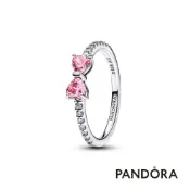 【Pandora】璀璨粉色蝴蝶結戒指 官方直營