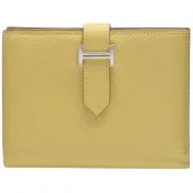 【Hermes 愛馬仕】經典Bearn系列Epsom牛皮銀色H穿式短夾(黃色H039790CK-YELLOW)